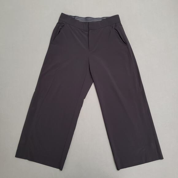 Athleta Wide Leg Crop Pants Size 2 Black Women’s Side Snaps Comfortable Travel‎ - Picture 1 of 12